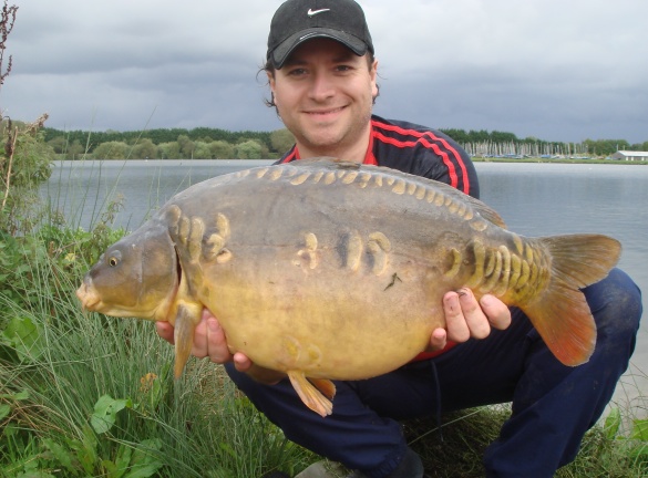 A nice mirror carp caught from Bradleys weighing over 17 pounds