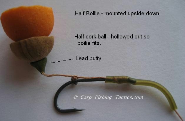 Carp fishing rig using longer hair to give bait bouyancy