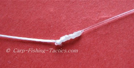 Image of stiff monofilament line and braid knot