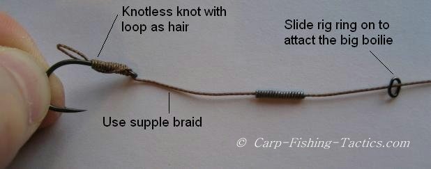 Images on page are creating the Z snake secret carp rig