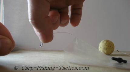 Threading trick rig boom into PVA bag